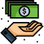 hand with stack of money icon